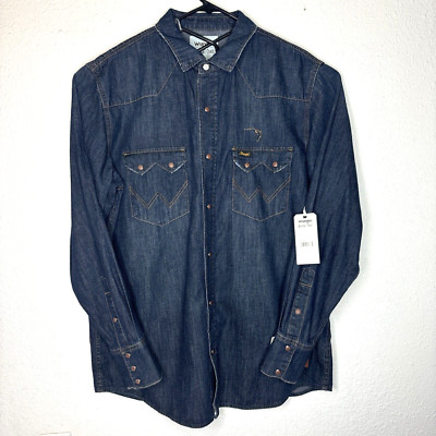 Wrangler Buffalo Trace Pearl Snap Shirt Size XL Long Sleeve Western Denim NWT
