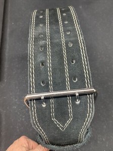 Leather Suede 2 Prong 13mm x 4 inch Powerlifting Belt Double Black Suede XXL