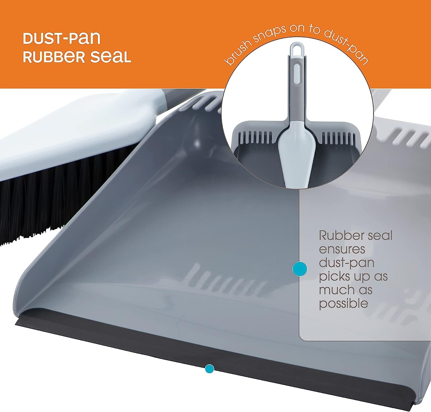 Casabella Wayclean Handheld Angled Medium Gray Dustpan and Brush Set