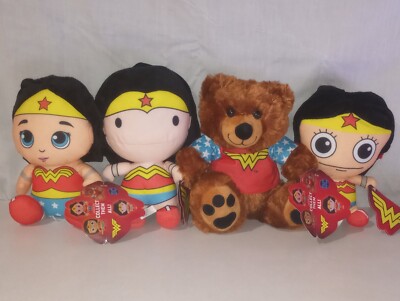 NEW 10'' 4pc Set Toy Factory DC Wonder Woman Bear,Chibi,Toyetic, Sitting Big Head