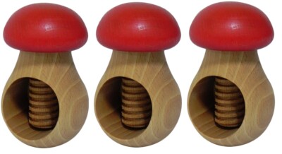 3er Set Nussknacker Eichenholz massiv Pilz Nussknacker Weihnachten alle 3 rot