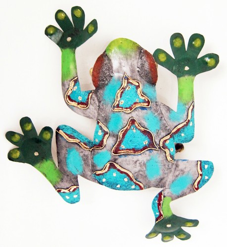 Contemporanea Metallo Muro Arte Scultura. Frog 51 CM Alto, 43 Ampio, Verde Nuovo - Foto 2 di 4