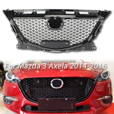 Front Grille Grill Fit For Mazda 3 Axela 2014 2015 2016 Black Honeycomb Style