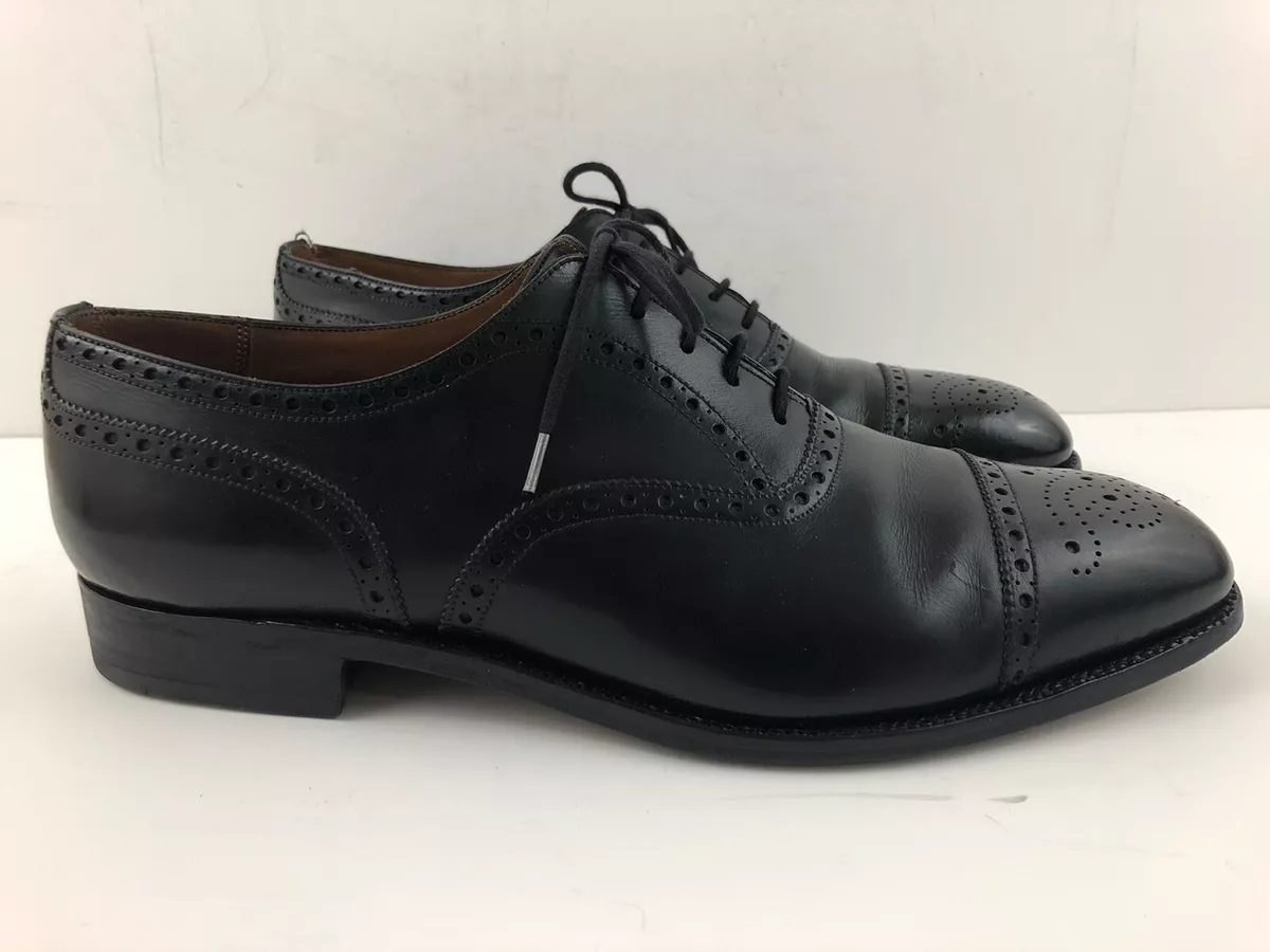 JM Weston Classics Black Boxcalf Medallion Cap Toe w/Brogue Oxford 10 E France