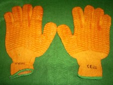 Image of WORK GLOVES ORANGE KNITTED CRISS CROSS WORK GLOVES 10 PAIRS X/LARGE