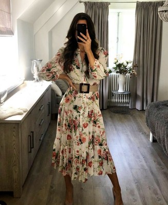 ZARA WOMAN NWT SS21 ECRU FLORAL PRINT 