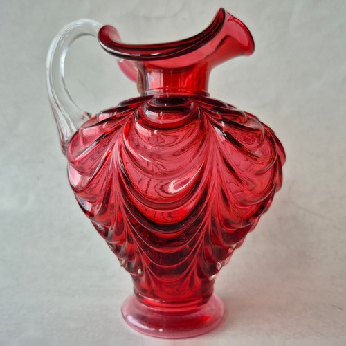 Vtg 1980 Fenton 75th Jubilee Cranberry Red Layered Drapery Pitcher. Bill Fenton - Picture 4 of 14