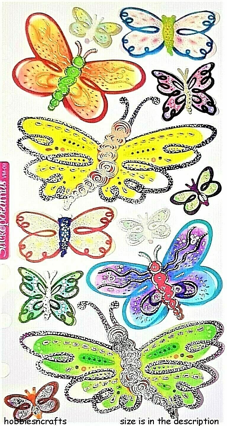 VELLUM BUTTERFLIES Sticko stickers - Silver embossed Butterfly Bugs Insects