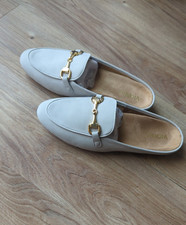 Vionic Adeline Slip On Comfort Horse Bit Mule Womens 9 Light Grey Off White