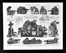 1874 Bilder Technology Print -  Industrial Textile Machines Rolling Folding etc
