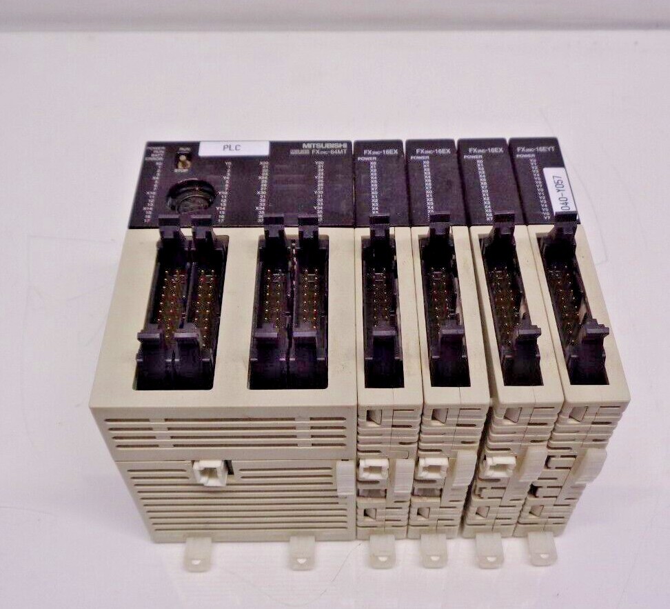 MITSUBISHI MELSEC FX2NC-64MT PLC MODULE W/ FX2NC-6EX POWER MODULE(3)& FX2C-16EYT