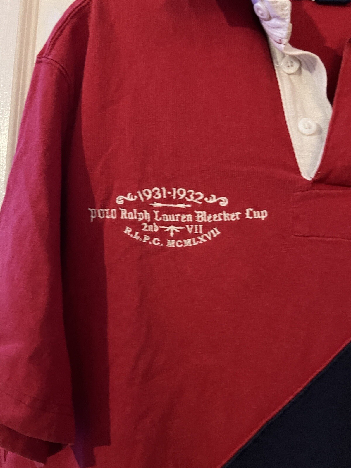 FILA Polo Ralph Lauren Camicia Uomo Media Bleecker Cup RLPC Canottaggio #12 Rosso Blu