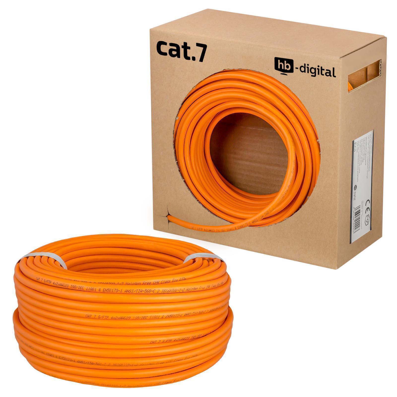 HB-DIGITAL Cat7 AWG 23/1 RJ45 Netzwerkkabel - 100m, Orange online 