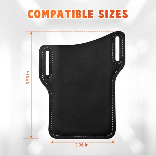 Men Vertical PU Leather Pouch with Waist Belt Loop Cell Phone Holster Wallet Bag - Picture 10 of 42