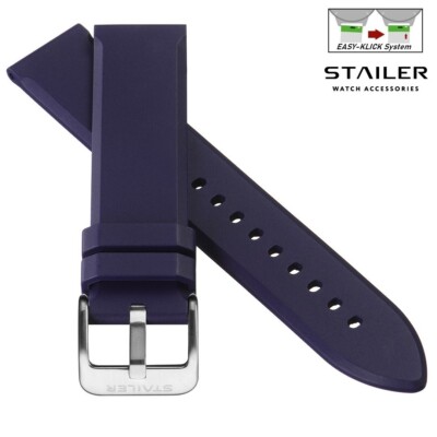 Stailer Easy-Klick Premium Kautschuk Uhrenarmband Modell CS48 blau 22 mm