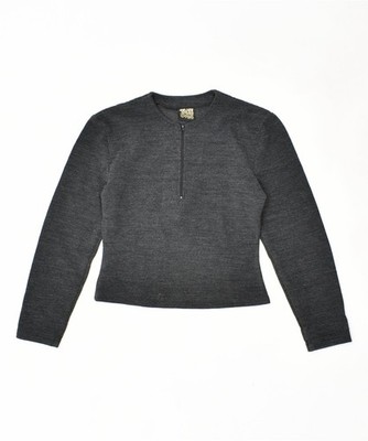 TAKE OVER Damen 1/4-Reißverschluss V-Ausschnitt Pullover Sweater UK 8 Small grau Acryl NZ05