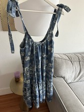 Jacquie The Label Denim Floral Cowgirl Dress L Boho Western