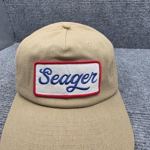 Cappello Seager berretto snap back kaki marrone toppa ricamato realizzato con canapa uomo tela - Foto 3 di 12
