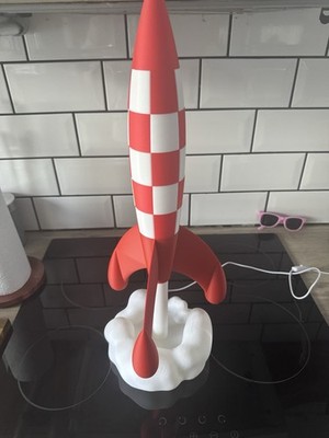 Raketenschiff Lampe 3D gedruckt Nachtlicht | warme LED | 24cm Raketendeko