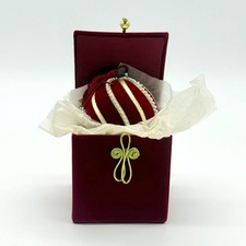 Avon Radiant Holiday Ornament In Red Velvet Box With Gold & Ivory Beaded Details