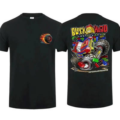 Bad Company Monster Truck Block Head 2 Sided T-Shirt, Racing Lover Tee