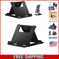 Universal Foldable Phone Stand with 7 Adjustable Angles - 2 Black Holders