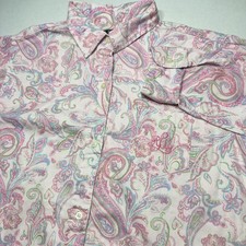 Lauren Ralph Lauren Womens Paisley Print Button Up Pajama Top Pink Size Large