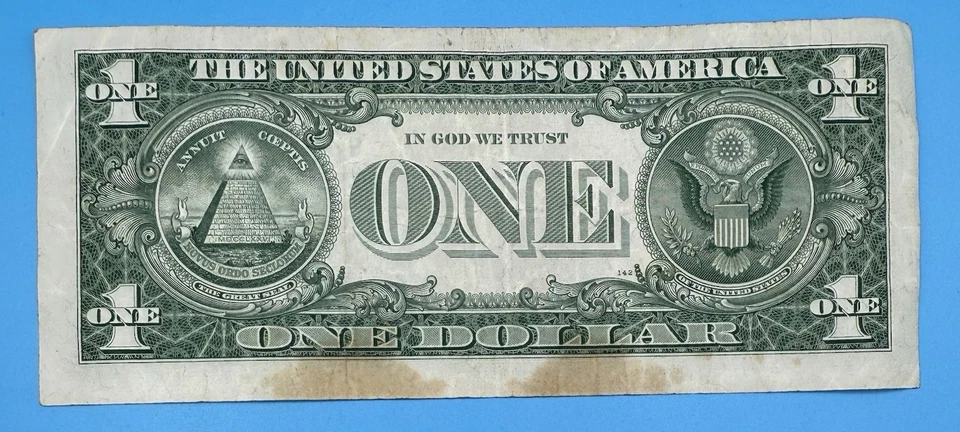 One Dollar 1957 $1 Blue Seal Silver Certificate Note Serial: G 32999716 A - Image 2 of 2