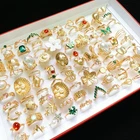 Wholesale 30 NEW Gold Women Irregular Rings Mix Flower Stone Gift Travel Jewelry