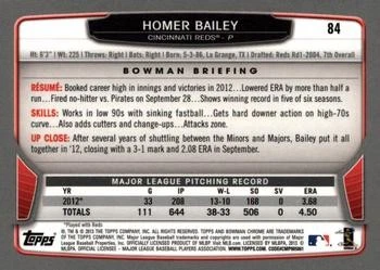 2013 Bowman Chrome #84 Homer Bailey REDS - Image 2 of 2