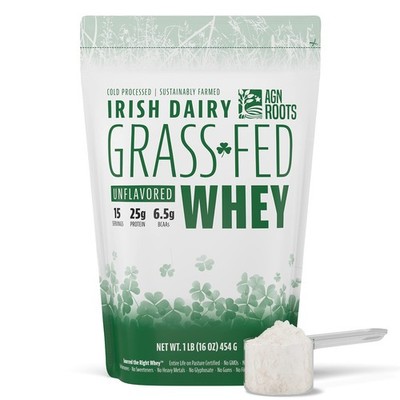 Whey Protein Powder Isolate Unflavored Unsweetened 1lb Grass Fed AGN Roots Life