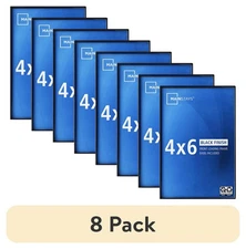 (8 pack)  4x6 Front Loading Tabletop / Wall Picture Frame, Black