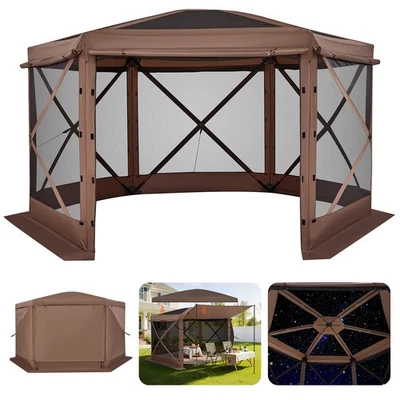 VEVOR Tonnelle Pop-up Pliante Tente Camping 3,6 x 3,6 m 6 Côtés 8-10 Personnes - Photo 1/4