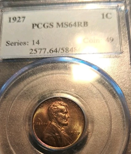 1927 Lincoln Wheat. PCGS MS 64 RB