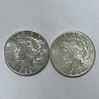 Lot of 2 1922 Peace Silver Dollars $1 US 90% Silver Coins