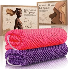 African Net Sponge Authentic 2 Pieces Gentle Exfoliating Body Scrubber Bath Spon