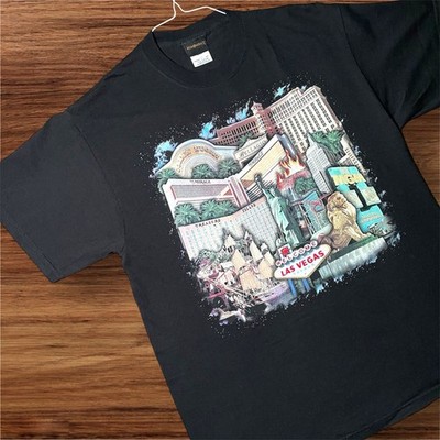 Vintage MGM Mirage Las Vegas Nevada Casino Sparkly T-Shirt Rare Black Large