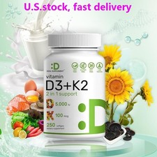 NEW LUXRY Vitamin D3 5000 IU with K2 MK7 250 ...