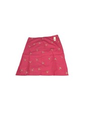 Talbots Petites 8P Pink Palm Tree Embroidered Cotton Mini Skirt Resort