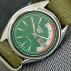 VINTAGE SEIKO 5 AUTOMATIC 7009A JAPAN MENS GREEN COLOR DIAL WATCH a2717-U