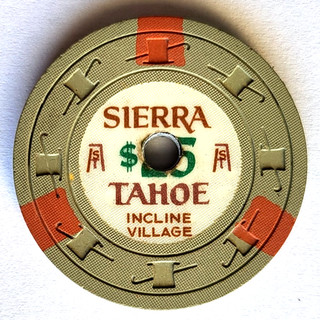 $25 Sierra Tahoe "Drilled" INCLINE VILLAGE NEVADA Casino Chip