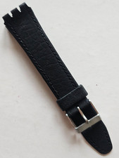 17mm - Black Swatch Replacement Rubber Band -  Silver Buckle / Stainless Steel