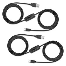 5V USB Type C Switch Extension Cable 6.6FT USB A To C Power Cord Black 2 PCS