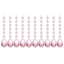 10 x Teardrop Crystal Chandelier 165mm Length Prisms Part Pink