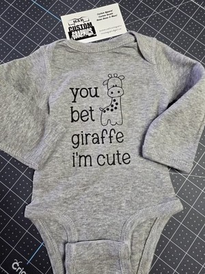 ''YOU BET GIRAFFE I'M CUTE'' Baby One Piece Bodysuit Baby Shower Gift
