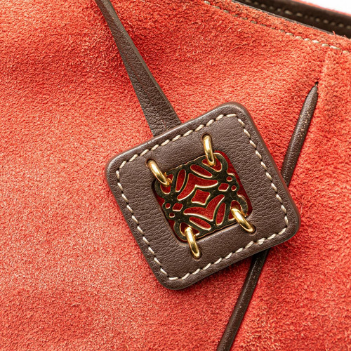LOEWE shoulder bag red brown suede leather women's - Picture 13 of 14
