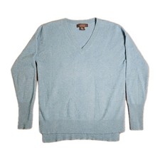 TAHARI 100 2 Ply Cashmere Sweater Top Teal Blue XS
