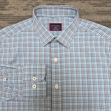 UNTUCKit Shirt Mens S Slim Fit Gingham Check Long Sleeve Nylon Breganze