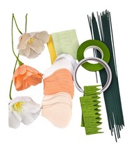 Crepe Flower DIY Making Kit, Icelandic Poppy, Assorted Colors Peach White Ora...