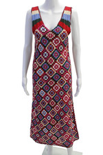 Zara Womens Crochet V Neck Maxi Dress Multi Colored Cotton Size Small
